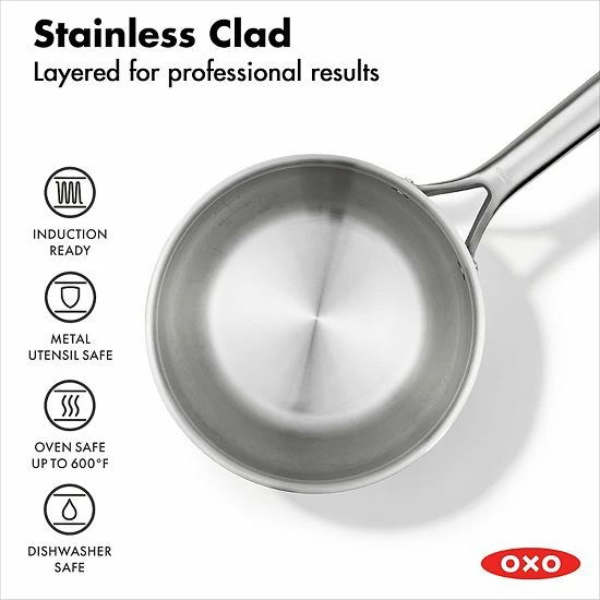OXO Mira Tri-Ply Stainless Steel 2.5-qt. Chef's Pan With Lid - Image 2
